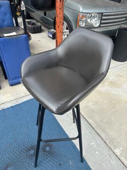 Gray Faux Leather Bar Stool