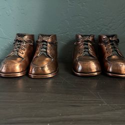 Vintage Bronze / Copper Dipped Baby Shoes. 2 Pairs. Pre Owned.