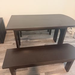 Dinning Table With Two Benches 