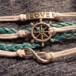 Blue & White Leather Color Charms Bracelet