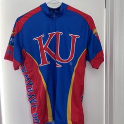 Adrenaline Kansas Jayhawks Blue Short Sleeve Zip Cycling Jersey Shirt Mens Medium