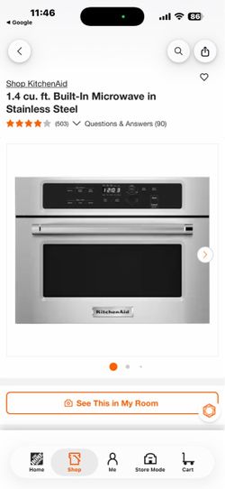 KitchenAid 1.4 cu. ft. Built-In Microwave in Stainless Steel
