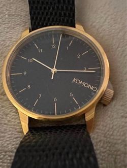 Komono Gold-Tone Watch with Black Strap