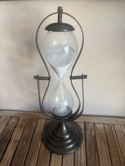 Decorative Metal Hourglass with White Sand