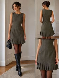 FABRIKA 100% Wool Pleated Hem Dress – Size 36