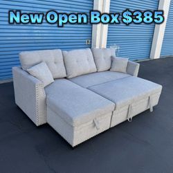 New Open Box Sofa Bed Couch 🛋️ Pull Out Bed✅Reversible L✅Storage Underneath✅