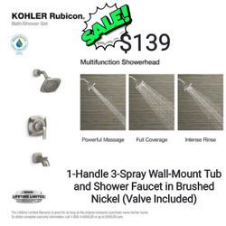 KOHLER

Rubicon 1-Handle 3-Spray Wall-Mount Tub and Shower Faucet in Brushed Nickel (Valve Included)

