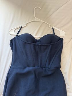 Navy Blue Bustier Midi Dress
