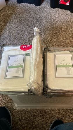 6 sheer ivory window panels plus 1 tiered