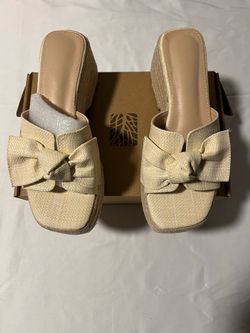 Slippers Sandals Raffia Bow Platform Slide