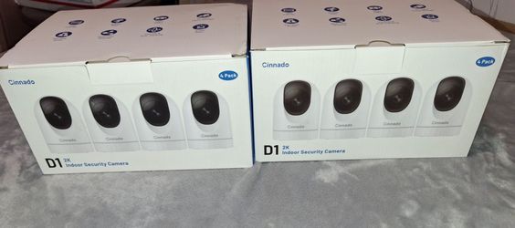 1 Case 4 Camera's Cinnado D1 2K Indoor Security Camera WiFi 2.4GHz, Night Vision