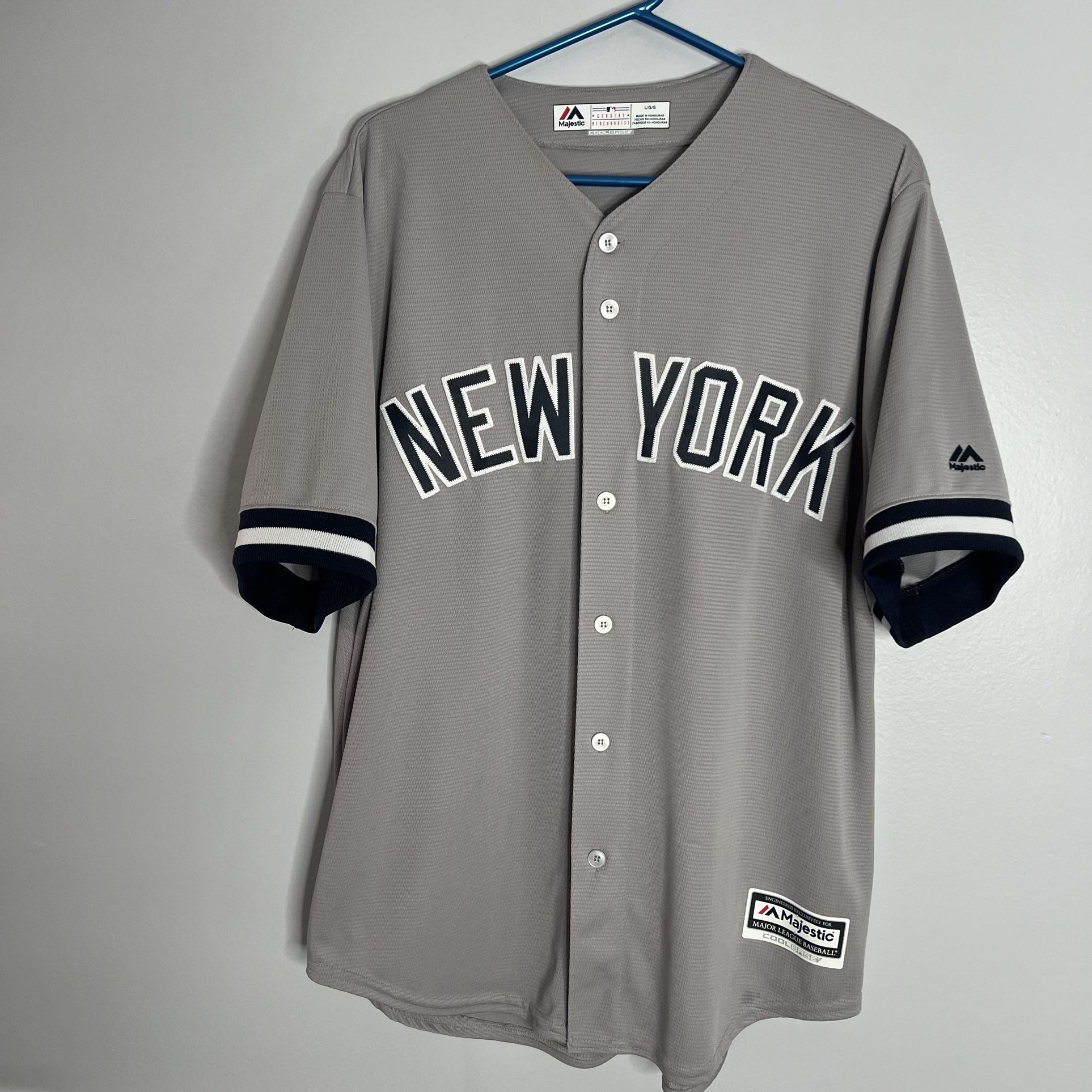 New York Yankees Jersey Mens Large Gray Majestic Baseball
