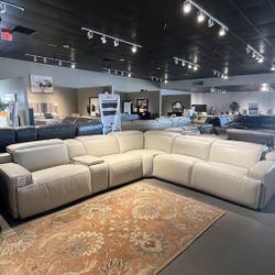 6PC Leather Power Sectional Reclining 