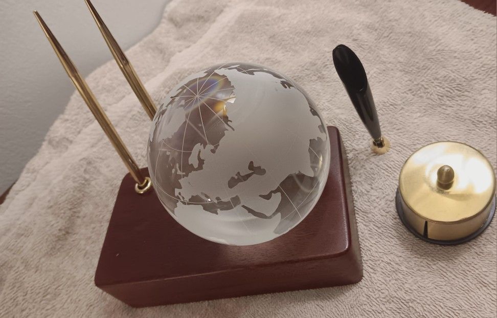 Vintage Mahogany/Crystal Desk Globe