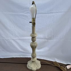 Ivory Resin Table Lamp with Overtone Rub