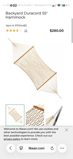 LL Bean Duracord Ivory Hammock