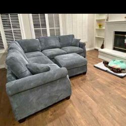 Corduroy Couch New In Box  / Gray, Ivory And Black Q