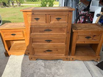 Rustic Pine Dresser and Nightstand Set