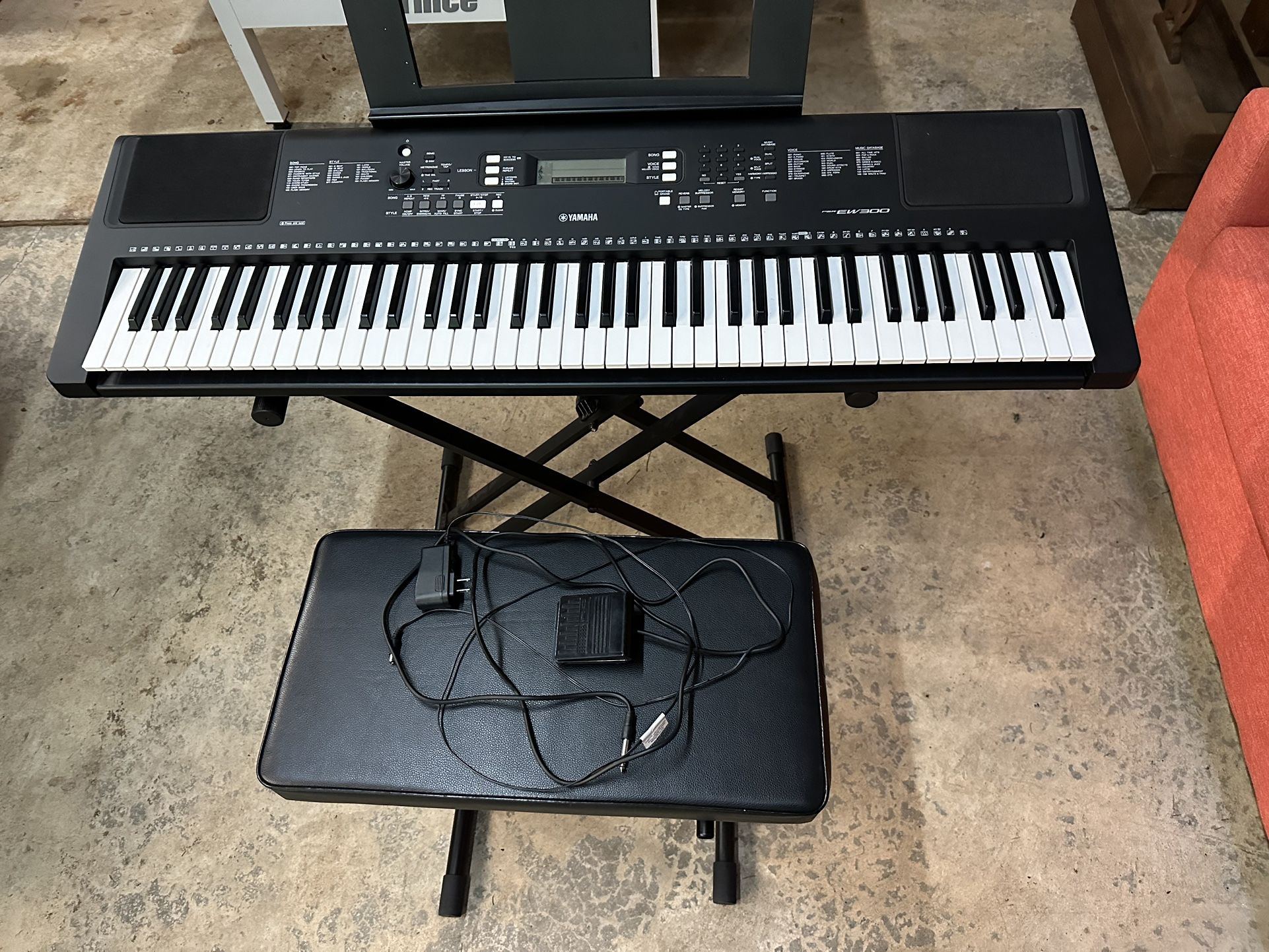 Yamaha PSR-EW300 76-Key Portable Keyboard With Bench And Stand