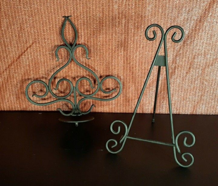 Iron candle holder and picture frame or stand