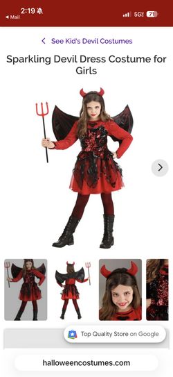 Girls Sparkling Devil Dress Costume - Like New