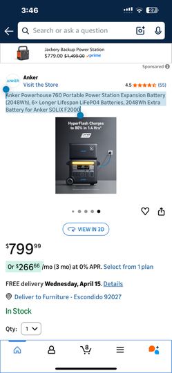 ⚡ UNLIMITED POWER — ANYTIME, ANYWHERE! ⚡  🔋 Anker Powerhouse 760 Expansion Battery (2048Wh) Take your power to the next level!  ✅ Massive 2048Wh extr