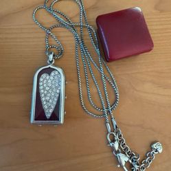 Brighton Heart In A Box Necklace Silver Red