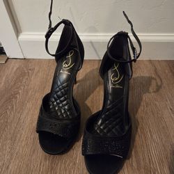 Sam Edelman Black Satin Heels 7.5M