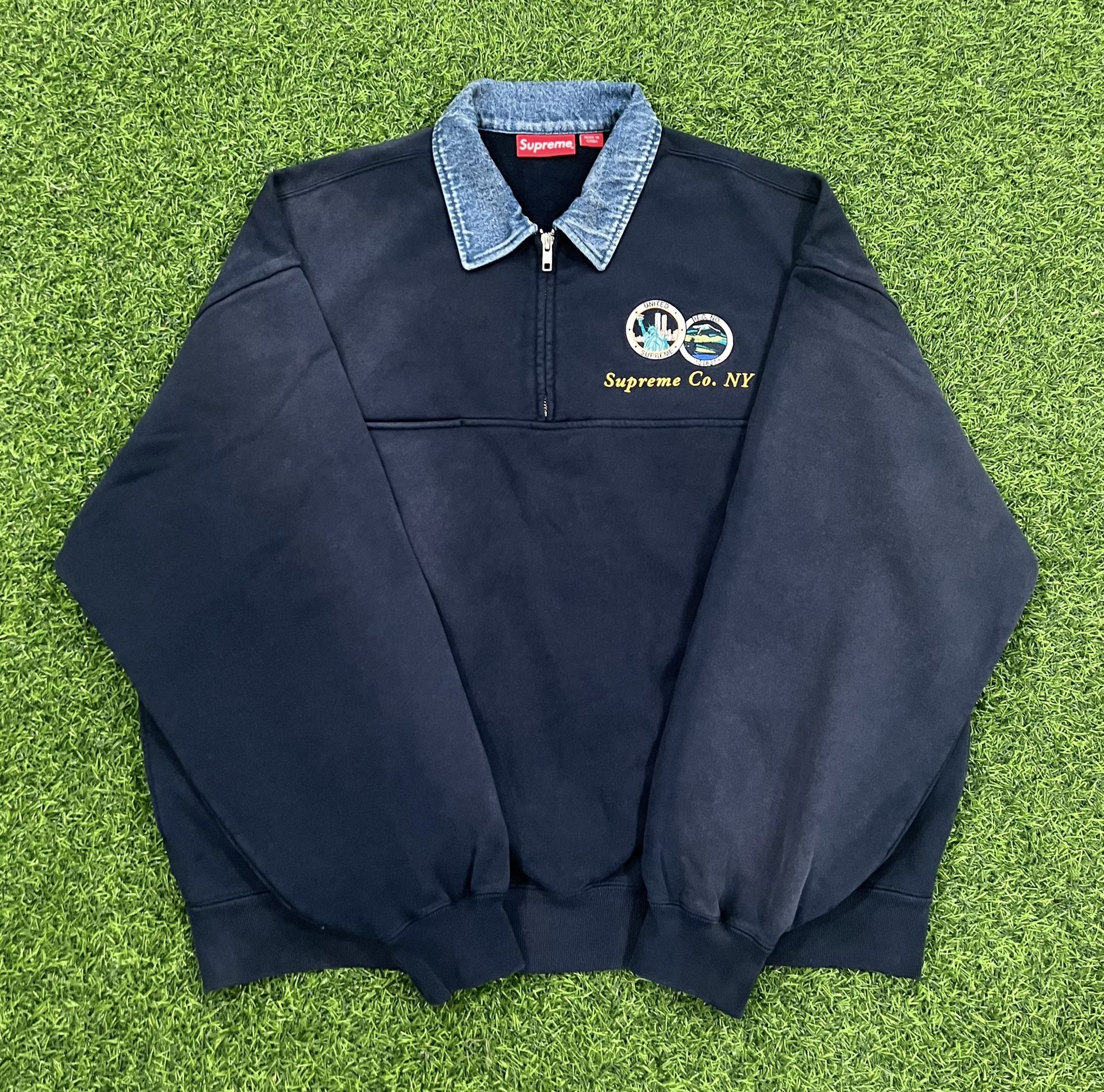 Supreme Denim Collar Half Zip size M for Sale in Peabody, MA - OfferUp