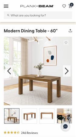 Modern Dining Table Solid Wood 60”