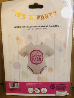 Jumbo Mylar Balloon Welcome Baby Girl onesie