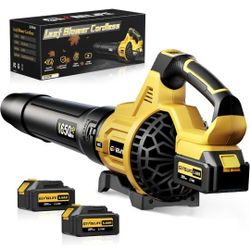GEVEELIFE Leaf Blower Cordless, 650CFM & 3 Speed Levels, Electric Cordless Leaf Blower with 2 * 5.0Ah Battery Powered, Blowers for Lawn Care, Yard, Bl