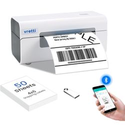 Vretti Bluetooth Thermal Label Printer, 4x6 Shipping Label Printer Barcode