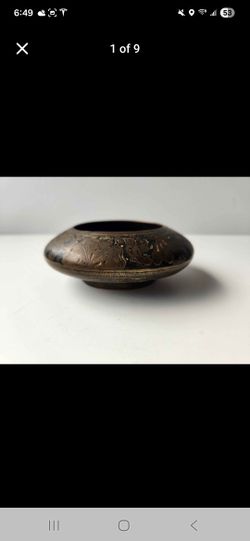 Vintage Brass Enamel Cloisonne Bowl Trinket Dish