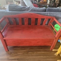 Red Wooden  Chest Bench 