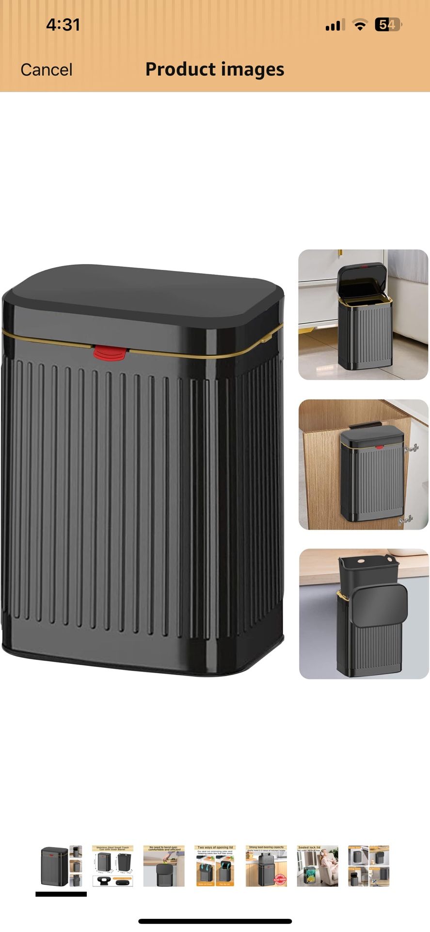 GloDeals Kitchen Hanging Trash Can with Lid, 2.1Gal/ 8L Stainless Steel Trash Can Compost Bin Counter Top, Wall-Mount Indoor Kitchen Trash Bin for Cab