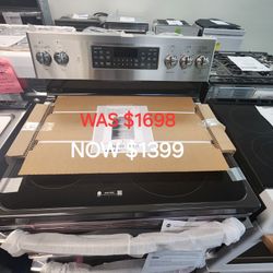 PROFILE  30 In 5. Burner Element Smart Free Standing Double Oven Electric Range In Fingerprint 