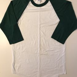 Soffe Classic Baseball Jersey White/Green — Size Medium
