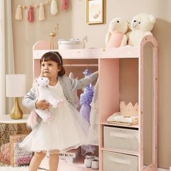 Teamson Kids Wooden Dress up Open Closet / Amoire