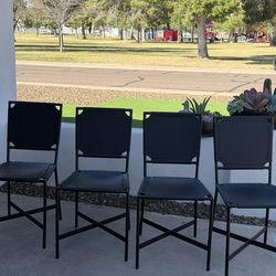 Crate & Barrel Laredo Black Leather Dining Room Chairs