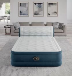Intex 18" Pillow Top Air Mattress with Electric Pump and Headboard