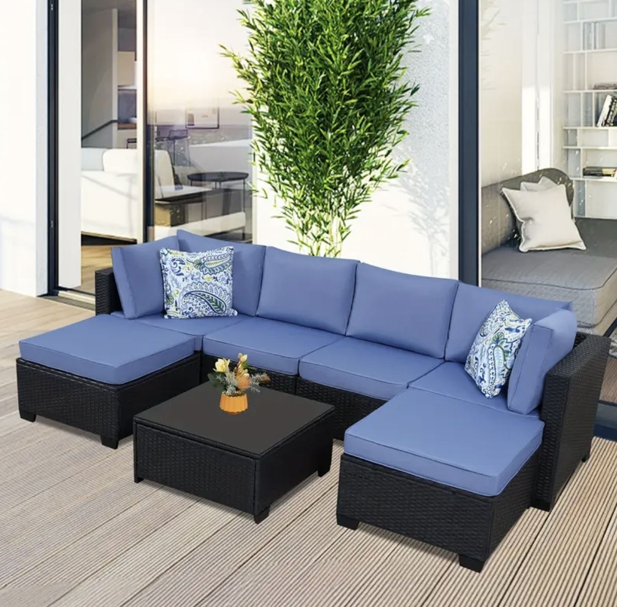 Brand New Black Blue Patio Set Outdoor Furniture