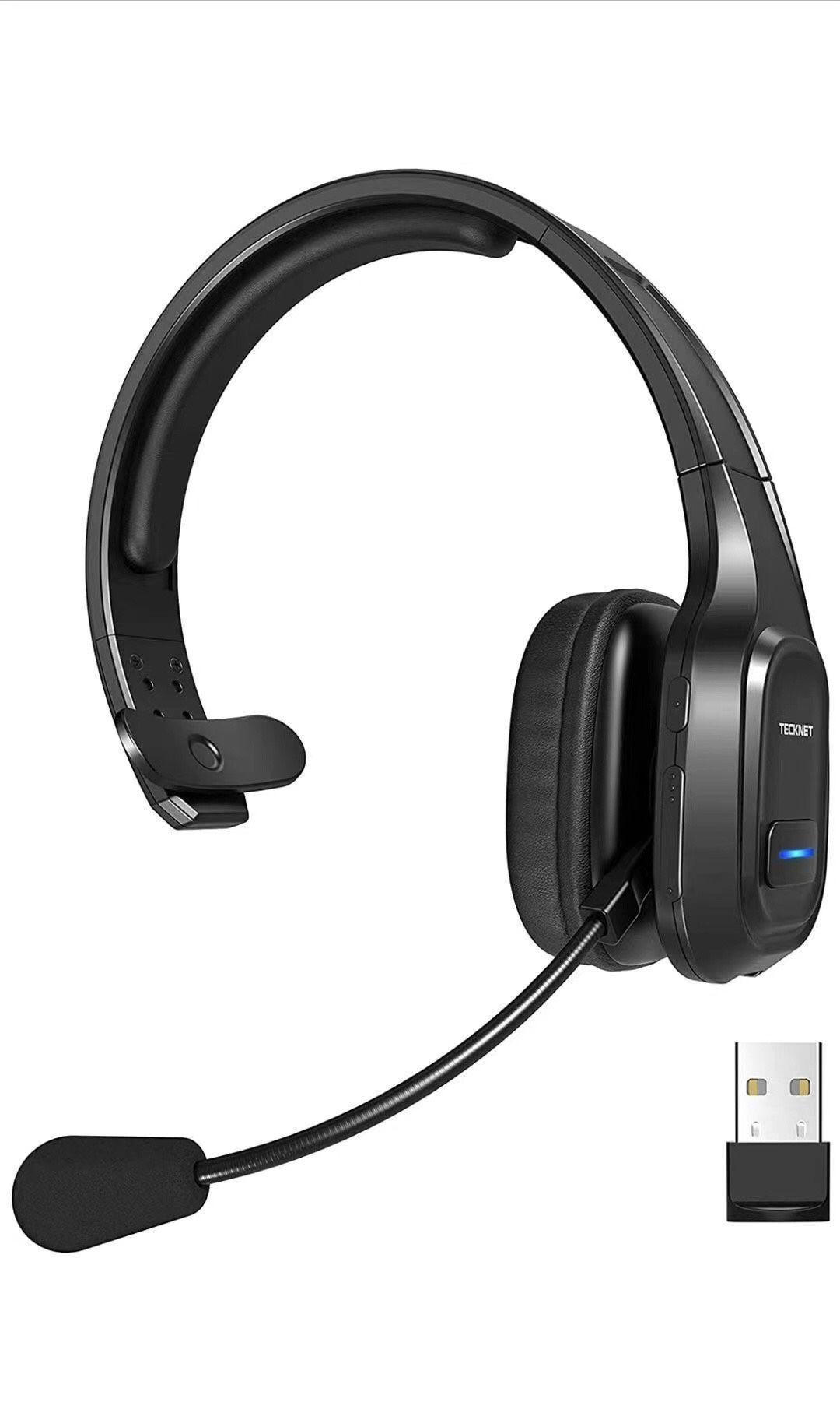 Bluetooth Trucker Headset with Microphone Noise Canceling Wireless On Ear Headphones, Hands Free Telephone Headset for Cell Phone Computer Office Home