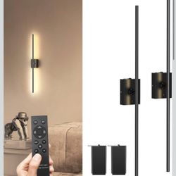 Set Of 2 Battery Operated Wall Sconces with Remote Control, Wall Lights, 3000K-6000K, 5 Brightness Levels, for Living Room, Office, Dresser, Set of 2