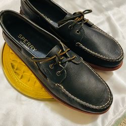 SPERRY TOP SIDER Authentic Original 2-Eye Boat Shoes Black Leather Men’s Size 13M