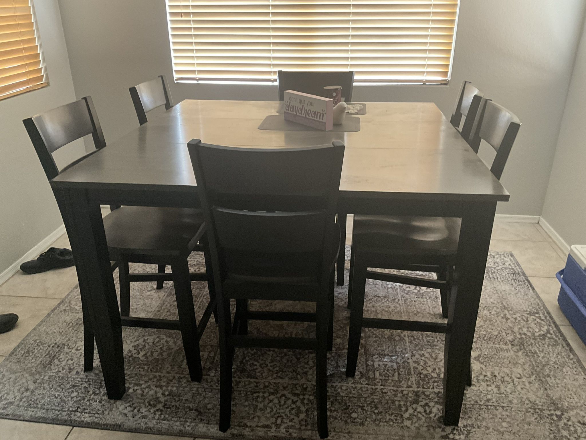 Pub Height Kitchen Table Black Legs Olive Top