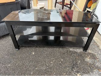 Modern Black Glass & Metal TV Stand