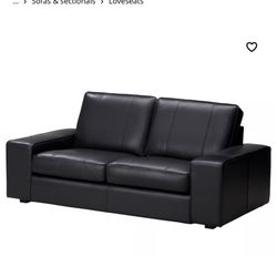 IKEA KIVIK Loveseat – Black Leather – Like New