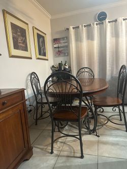 All Wood Dining Set with Buffet & Hutch