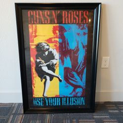 Guns And Roses Poster With Frame